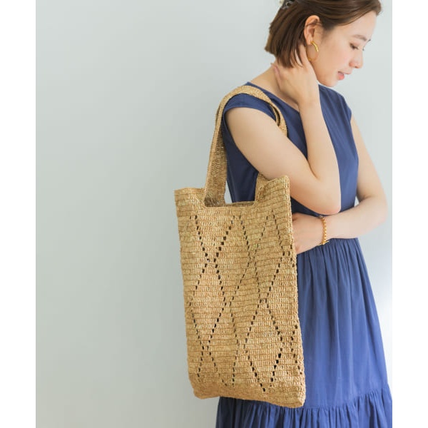 ナチュラルネイビー LE VOYAGE EN PANIE RAFFIA TOTE - かごバッグ