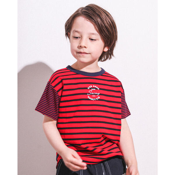SWAG プリント ボーダー 天竺 Tシャツ (100〜160cm)/ワスク(WASK)