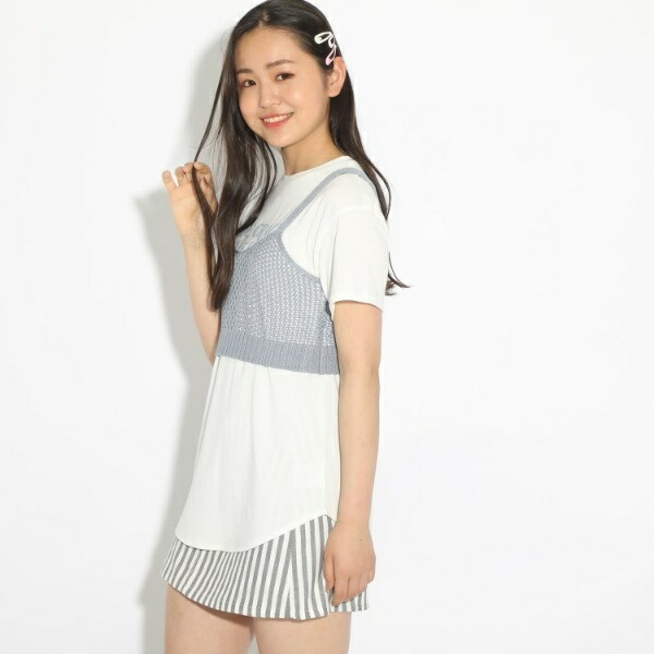 市場 洗えるチクチクしにくいセットアイテム ボックスビスチェ+Tシャツセット