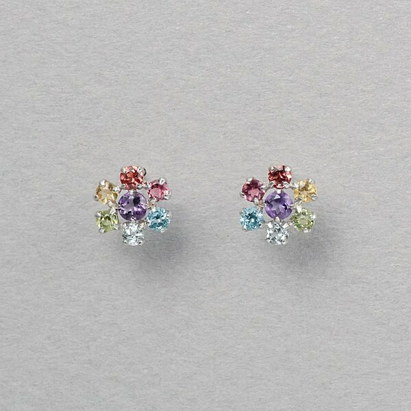 【WEB限定】K10 ホワイトゴールド マルチカラー フラワー ピアス／エステール（ESTELLE）