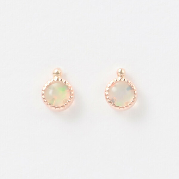 【WEB限定】10月誕生石 K10 ピンクゴールド エチオピアオパール ピアス／ブルーム（BLOOM）