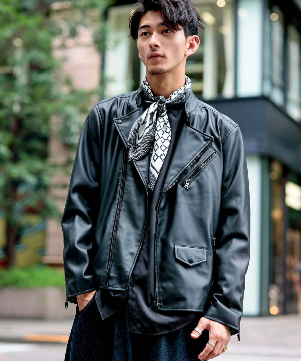 【LondonDenim】フェイクレザー/シングルライダース／ロンドンデニム（LONDONDENIM）