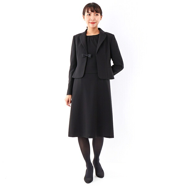 【喪服/礼服/ブラックフォーマルスーツ】テーラー衿リボン付きアンサンブル／アンフィニ（INFINE）｜丸井（マルイ）店 16,500円