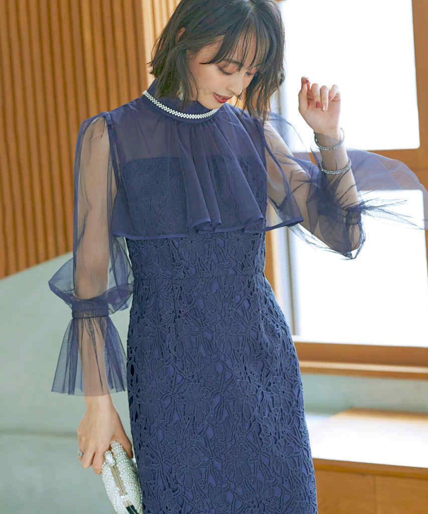 2WAY チュールボレロ＆レースタイトロングワンピース／ルイルエブティック（RUIRUE BOUTIQUE）