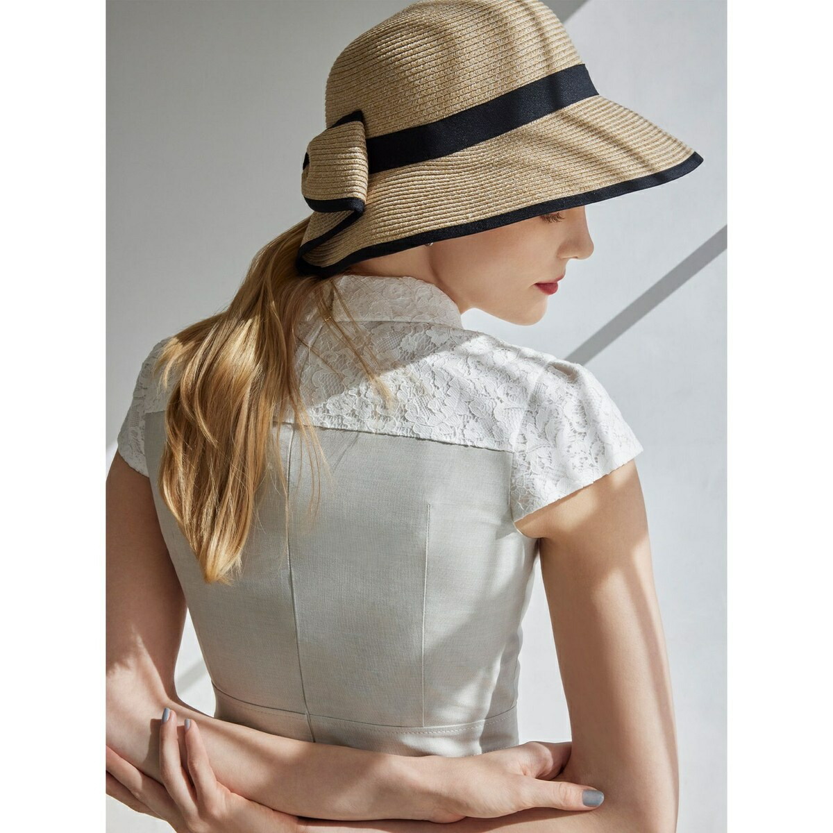 【UV97%以上撥ねのける・吸水速乾・抗菌防臭・洗える・大きさ合わせる可】BACK RIBBON HAT ハ／トッカ（TOCCA）