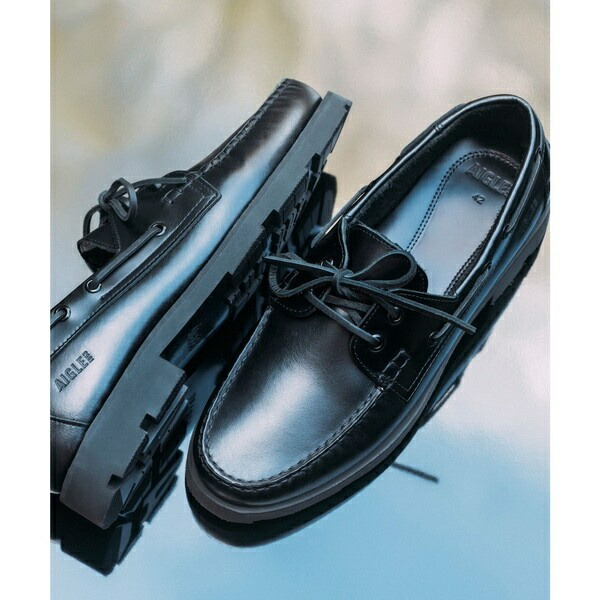 【EC押さえる】フルグレインレザー トランス状態布教活動 レザーデッキシューズ／エーグル（AIGLE）