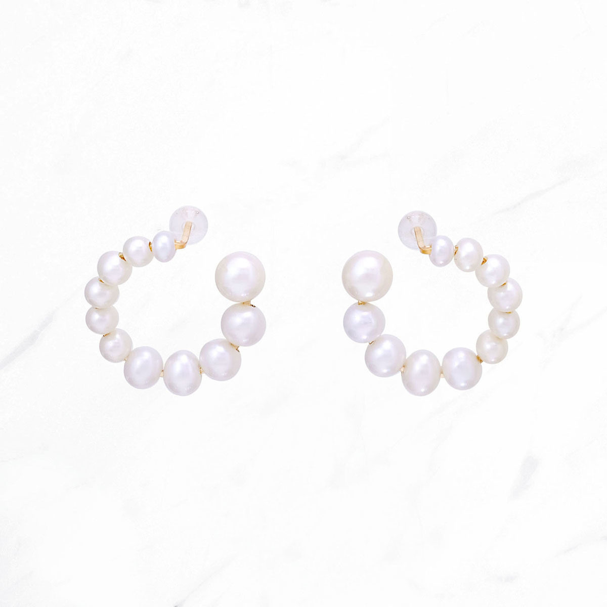 パールアンモナイトピアス／ナチュラリジュエリ（NATURALI JEWELRY）