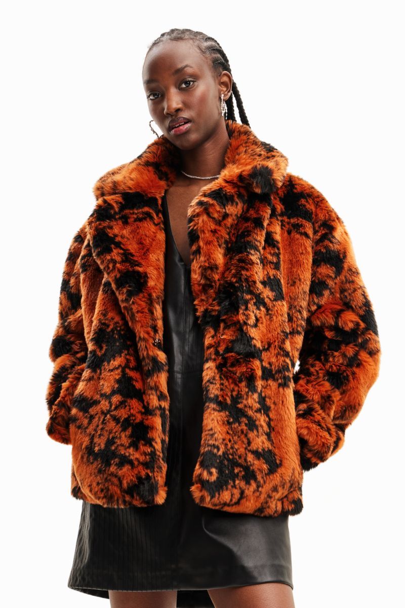 新品未使用 Desigual デシグアル 2way ファー ジャケット M デシグアル Desigual カラフルなファー素材のレディース