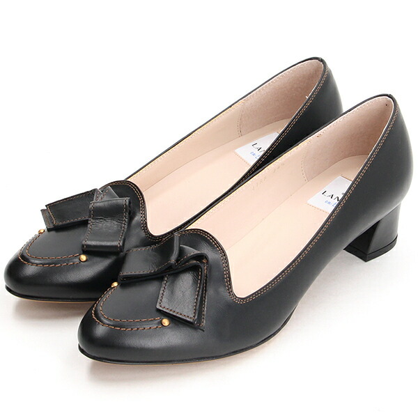 リボンモチーフオールウェザー相応うなめし革パンプス ／ランバン オン 青碧（LANVIN en Bleu）