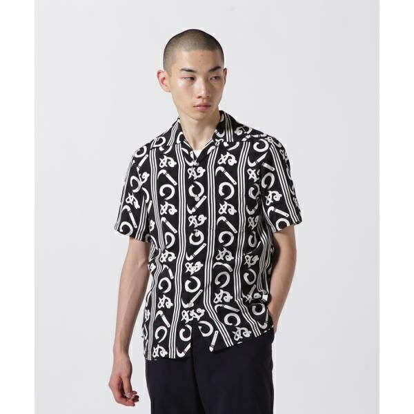 ハナウマベイHanauma Bayシルク100%和柄アロハシャツ Hanauma Bay ハナウマベイ シルク アロハシャツ 龍 渦巻き 和柄