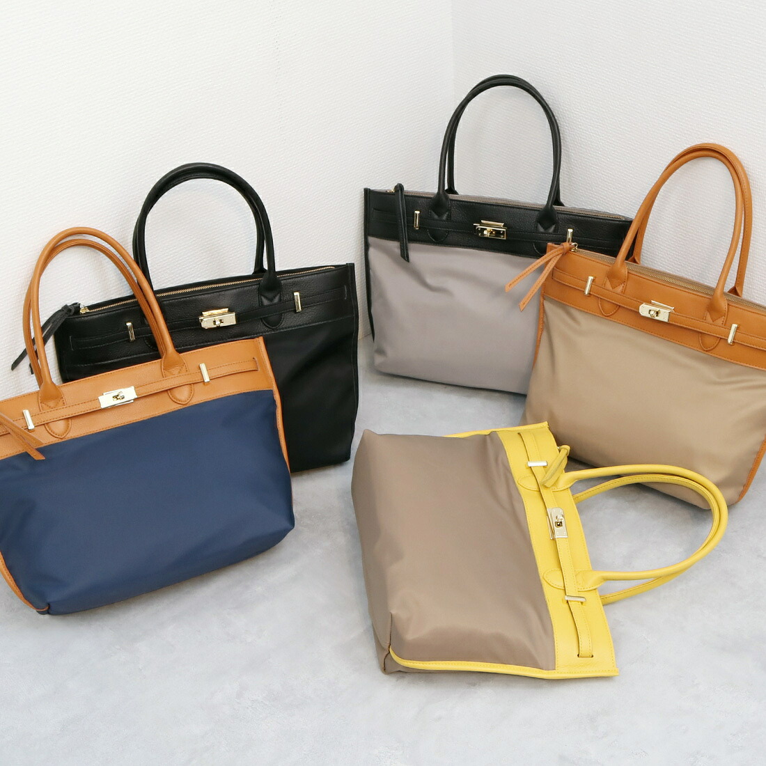【本革 レザー】 ペルケ perche / ナイロン牛革ヒネリ金具トートバッグ/ペルケ(perche')|丸井(マルイ)店