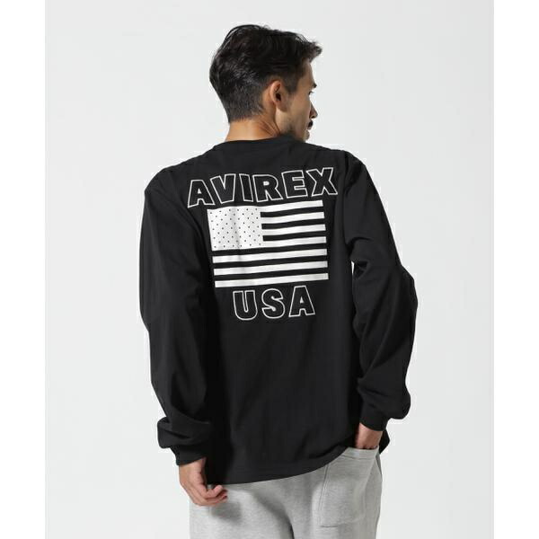 《WEB＆DEPOT制限事項》AMERICAN FLAGS L／S T-SHIRT ／ アメリカン フラ／アヴィレックス（AVIREX） トップス-メンズファッション-Tシャツ・カットソー