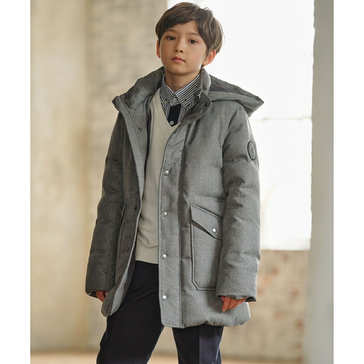 ジェイプレス　JPRESS ウールライクヘリンボンコート　希少　170 楽天市場】【140-170cm】ウールライクヘリンボーン ダウンコート／J