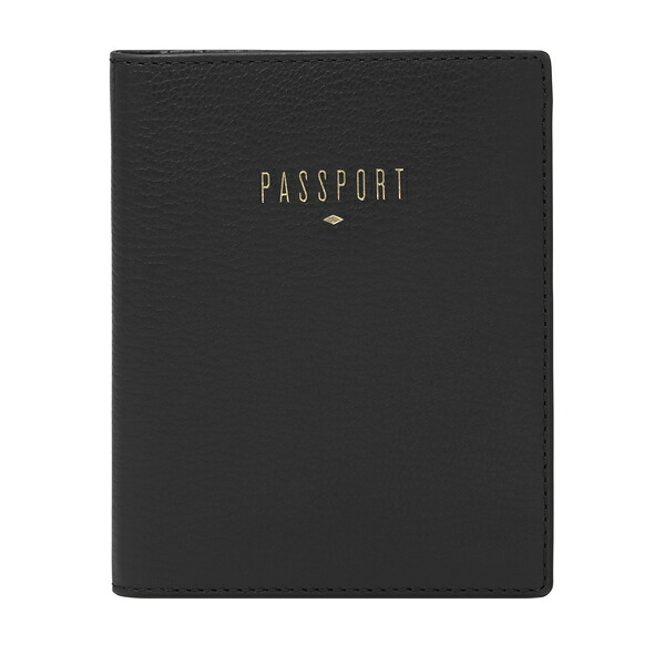 フォッシル パスポート入れ ユニセックス レザー ブラック SLG1499001／フォッシル（FOSSIL）