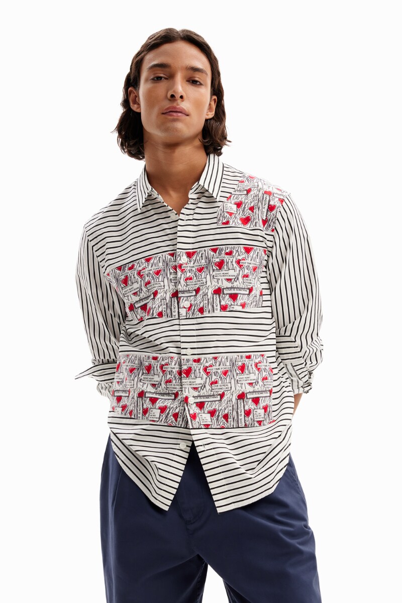 ストライプ&ハート パッチワークシャツ/デシグアル(Desigual)|丸井(マルイ)店