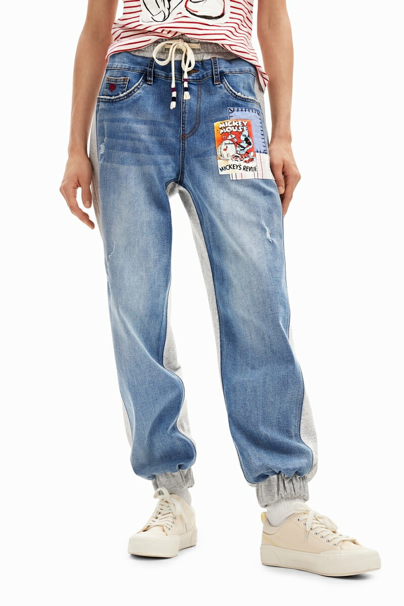 Desigual デジグアル デニム ジョガーパンツ ミッキーマウス テーパード デシグアル Desigual ミッキーマウス デニムジョガーパンツ