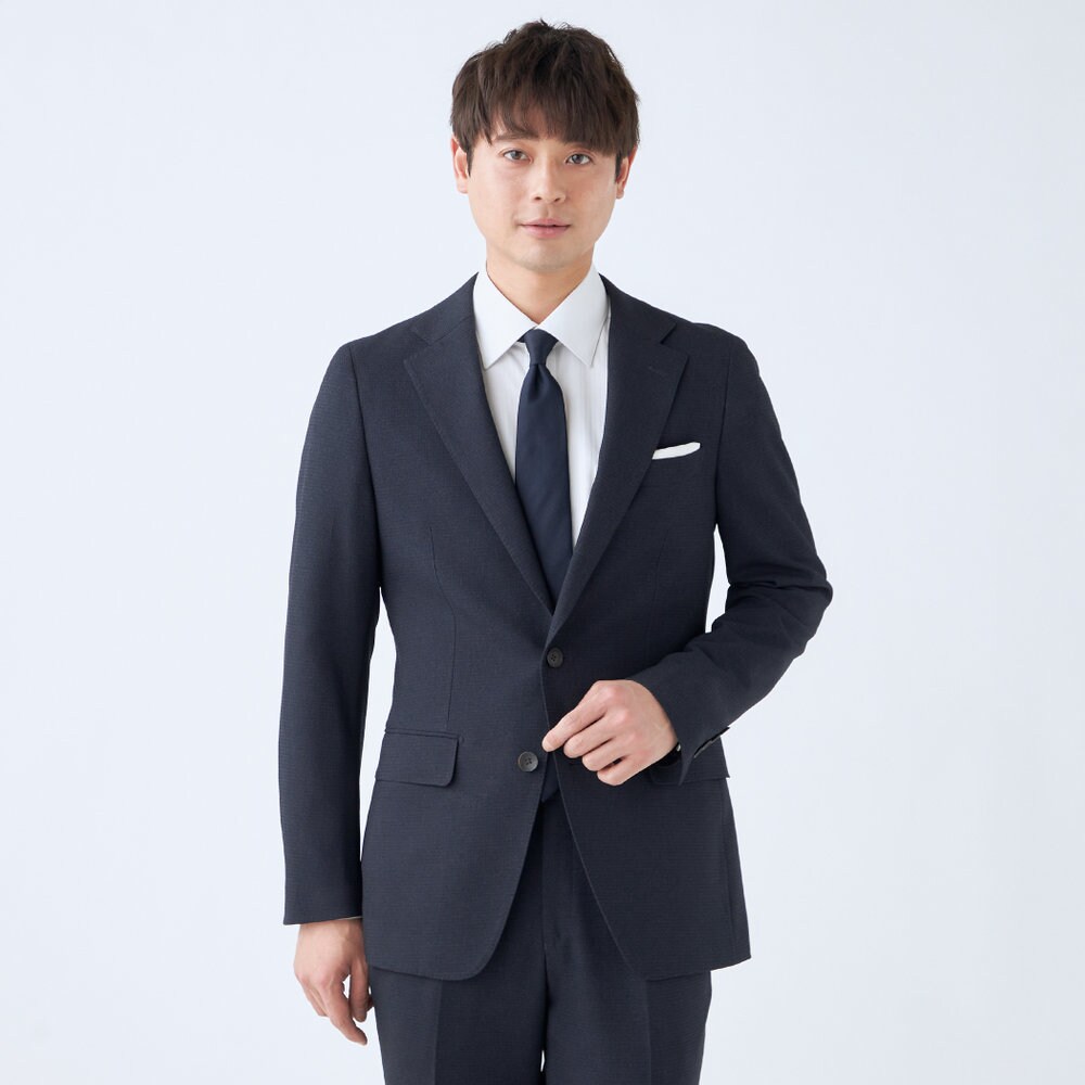 【洗えるスーツ】ワンタックパンツスーツ ネイビー×ドビー ※パンツ裾上げ済仕様 セレモニーにも／スーツセレクト（SUIT SELECT） 22,330円