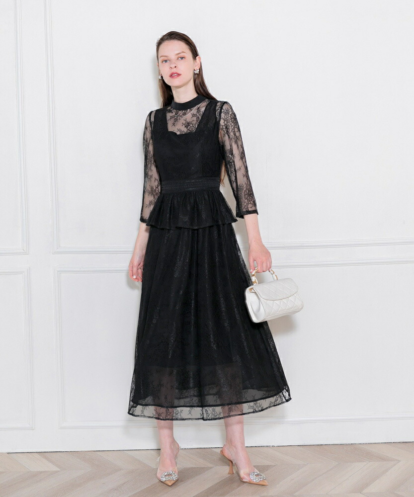 楽天市場】【LEJA】配色パイピングレーススパンコール刺繍パフスリーブ