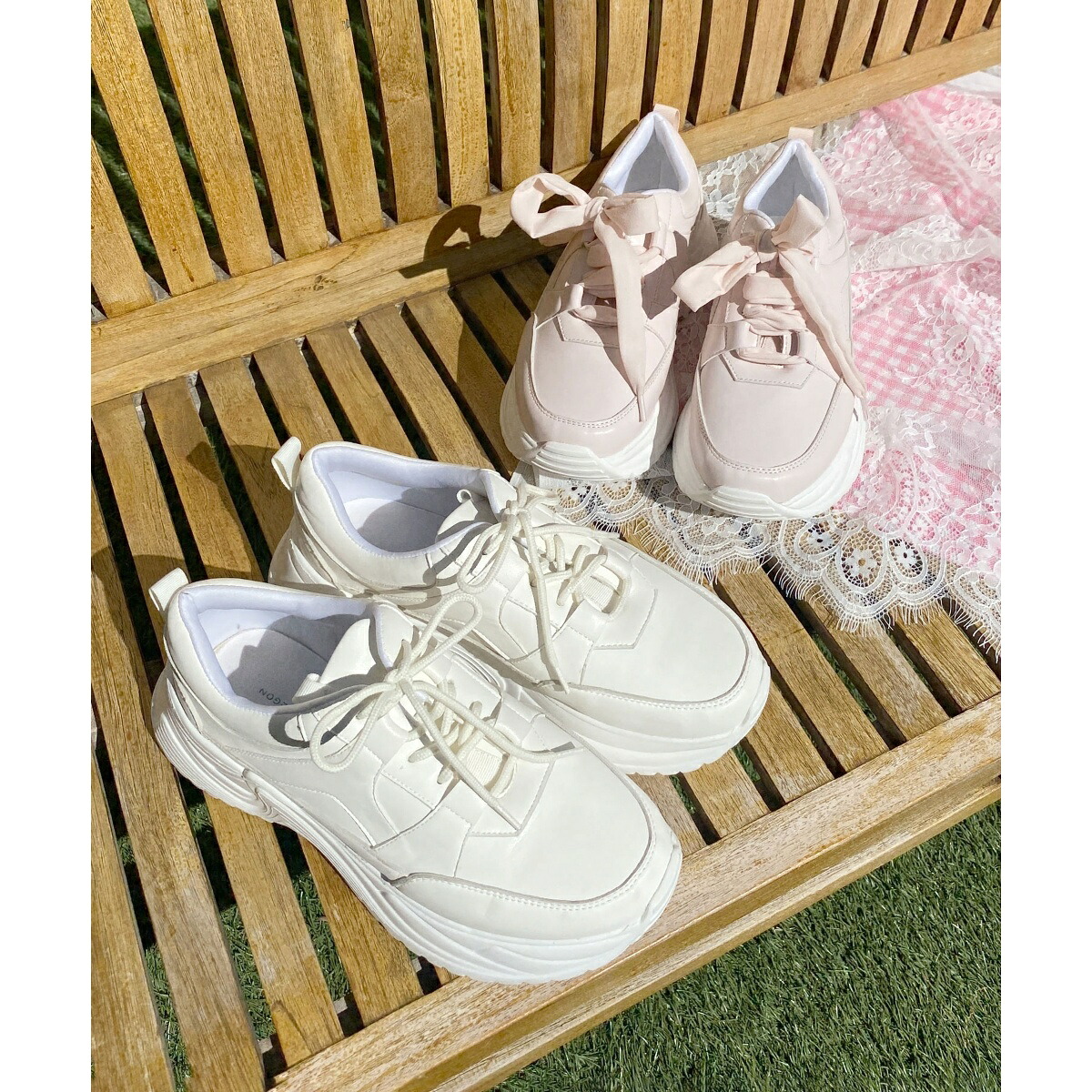厚底2WAYシュロの葉スニーカー／マジェスティックレゴン（MAJESTIC LEGON）