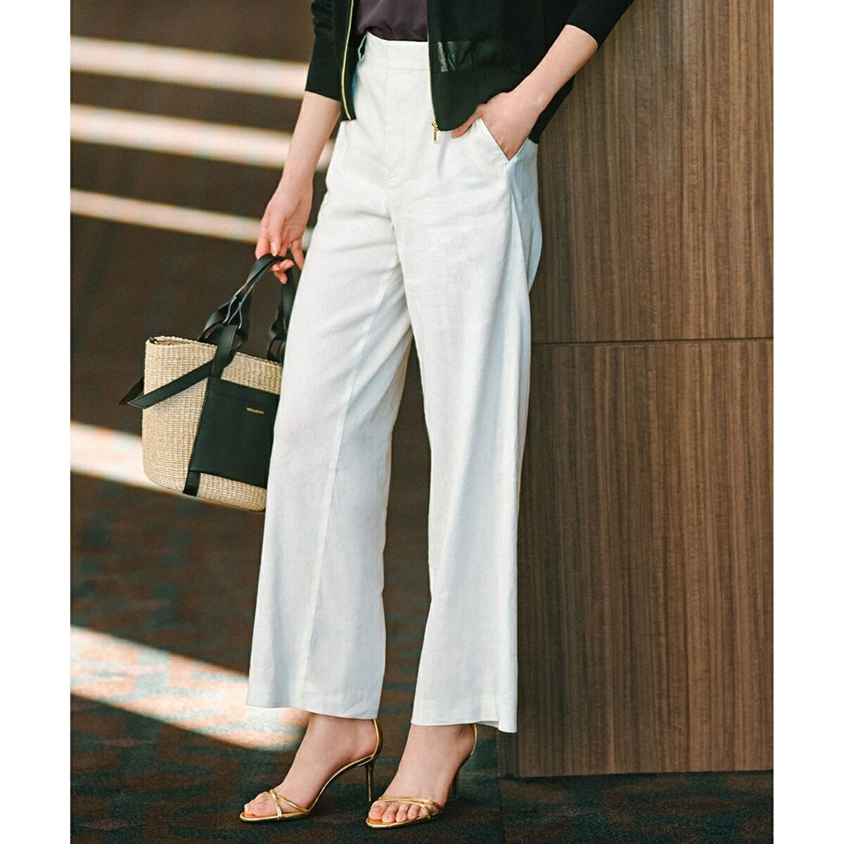 【CLASSY.6月号掲載/洗える】リネンレーヨンストレッチ ワイドパンツ／23区（23KU） 15,400円
