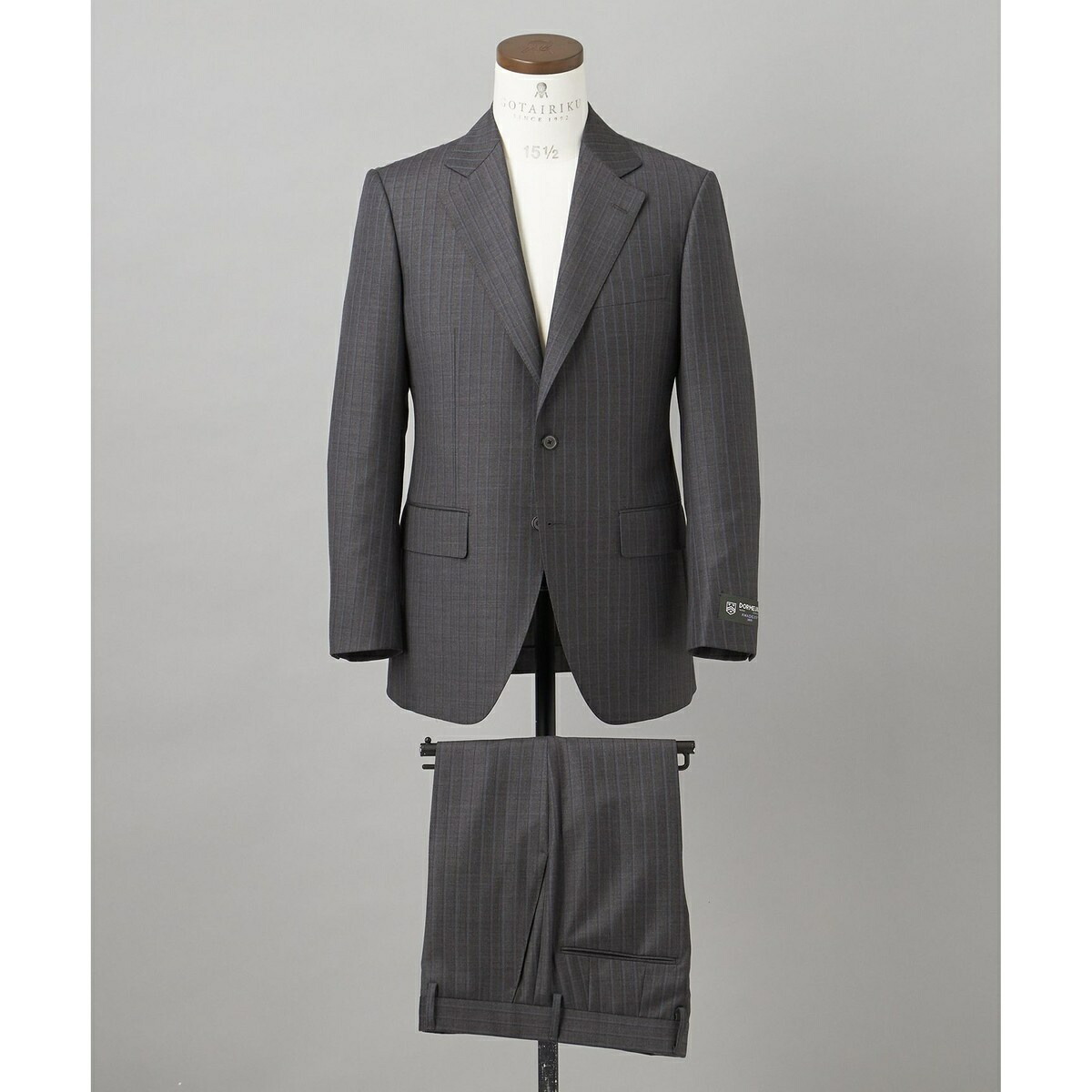 【DORMEUIL】AMADEUS365 背広（薄墨色縞模様）／五大陸（gotairiku）