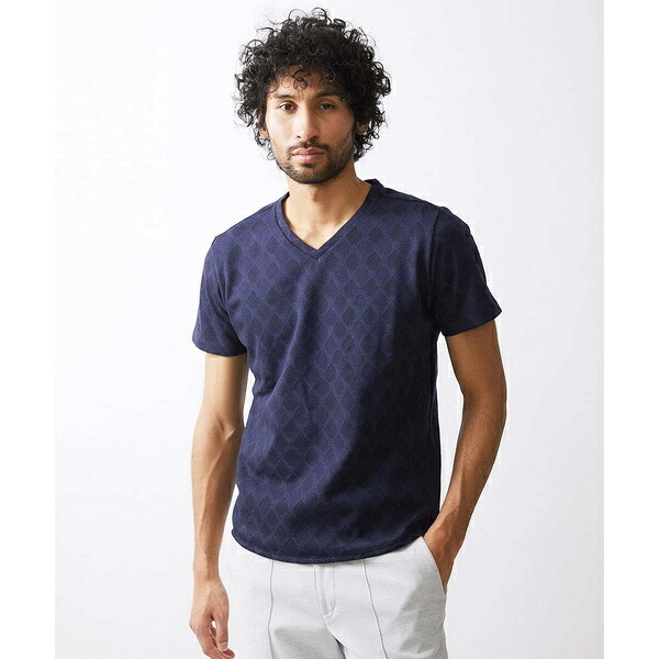 《日本製》ダイヤ柄半袖カットソー 24SS／ミッシェルクランオム（MICHEL KLEIN HOMME）