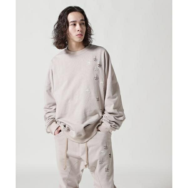 CTLS／シーティーエルエス／別注USUAL CREW-NECK 刺繍クロス／ロイヤルフラッシュ（ROYAL FLASH）