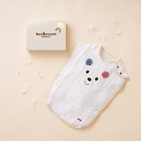 顔ドン六重織ガーゼスリーパーセット【BOX付き添い人】／ミキハウス ホットビスケッツ（MIKIHOUSE HOT BISCUITS）