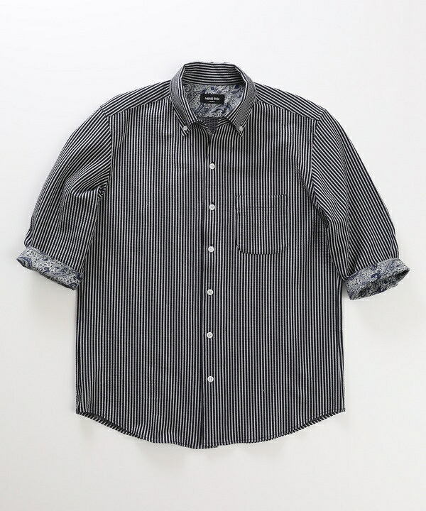 【COOLMAX】ニットサッカー7分袖シャツ＜ストレッチ・吸水速乾＞／メンズビギ（MEN'S BIGI）
