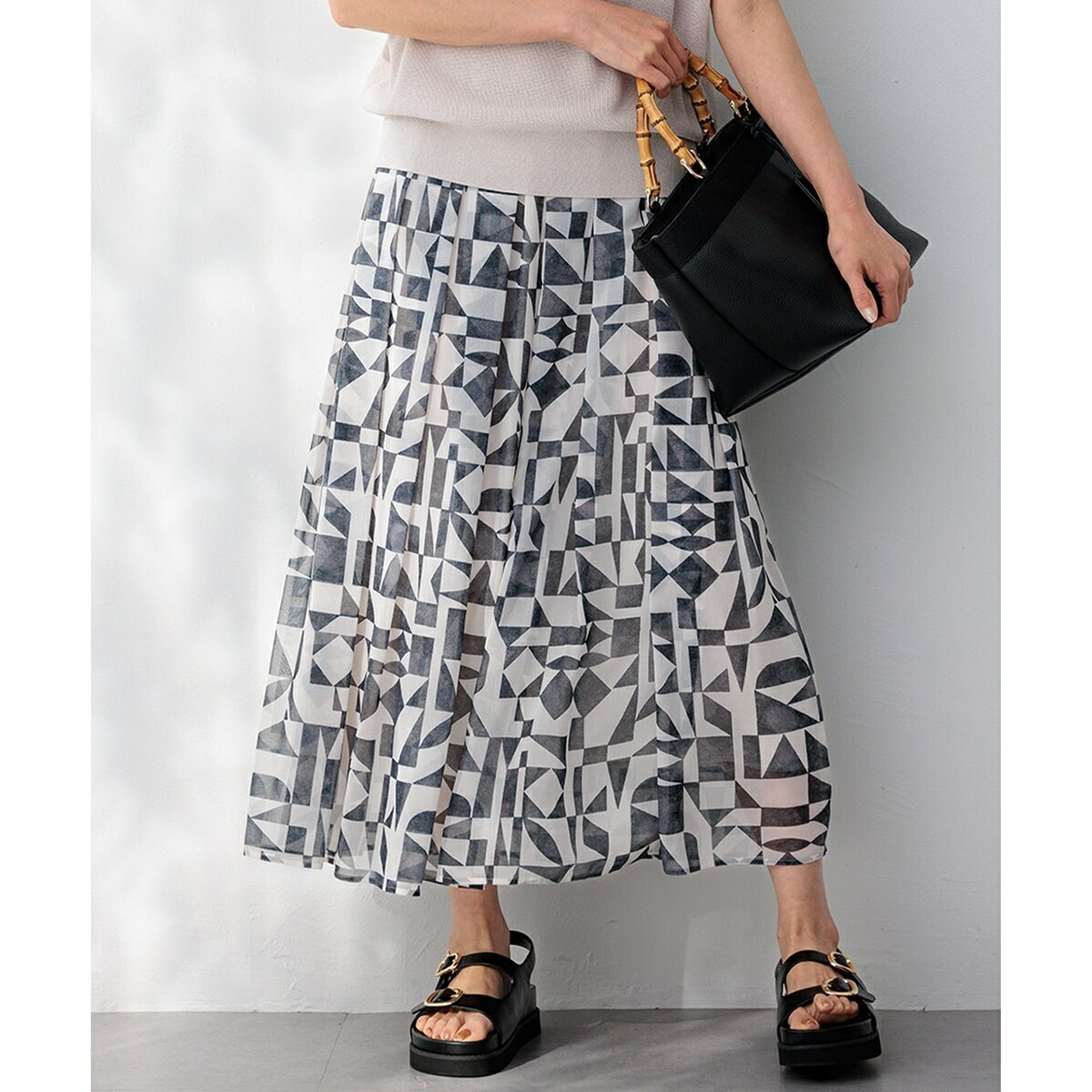 楽天市場】【洗える】ARGENTIコラージュプリント ティアードスカート