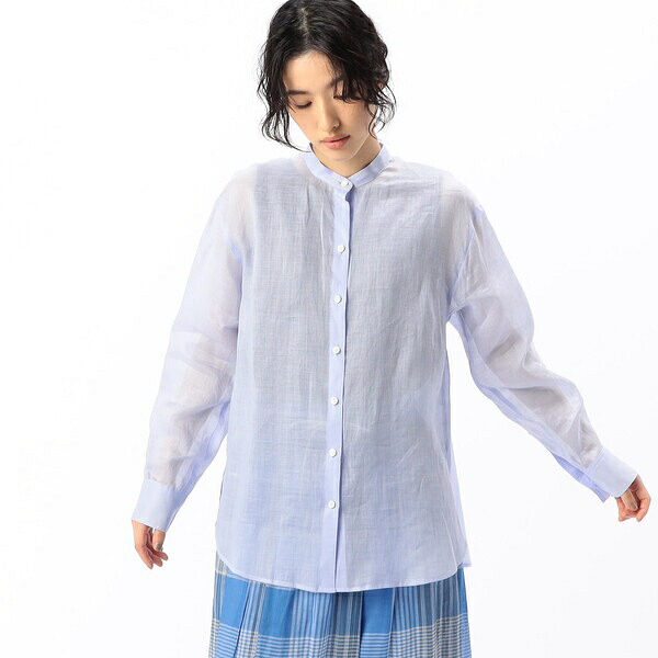 〔 +サイズ 〕 シアー ラミー麻 バンドカラーシャツ/ギャバジン K.T(Gabardine K.T)|丸井(マルイ)店