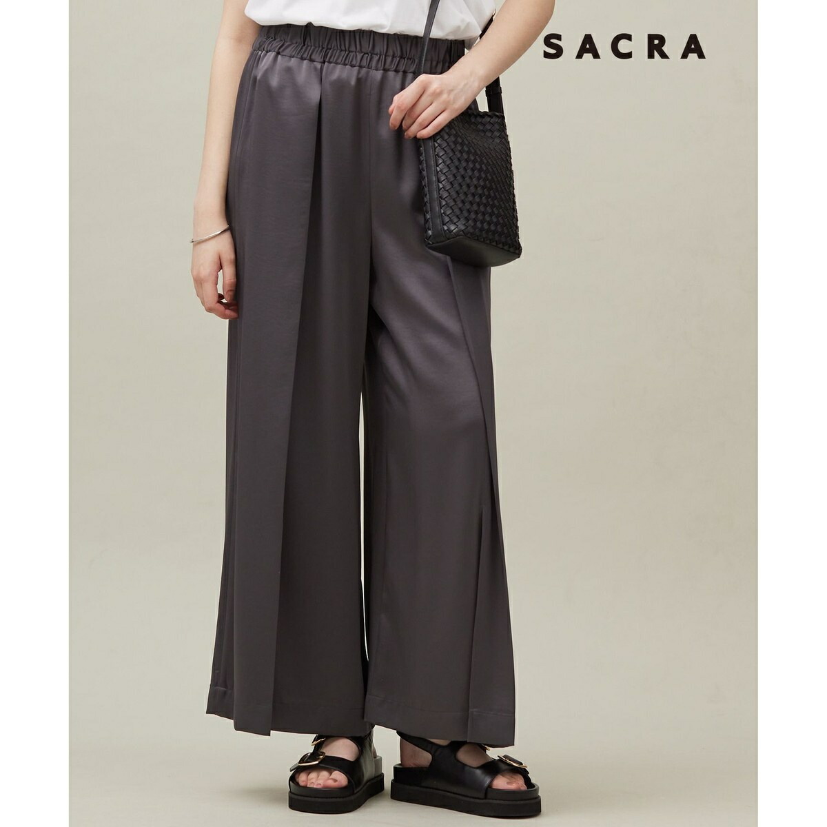 【SACRA】トリアセサテン パンツ／23区（23KU）