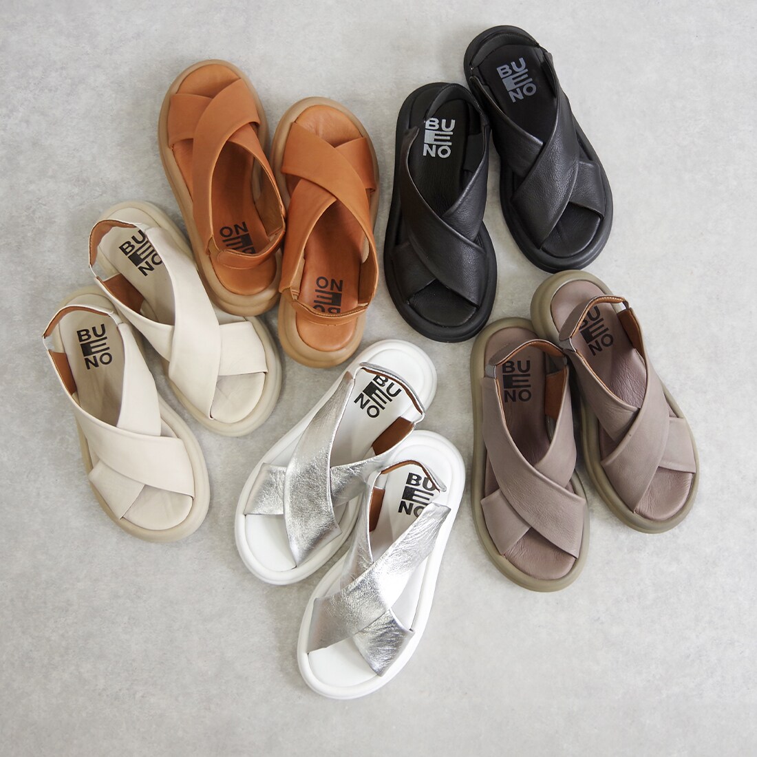 BUENO （ブエノ） / クロスベルト レザーサンダル A2603／シュークローゼットセレクト（SHOE CLOSET SELECT）