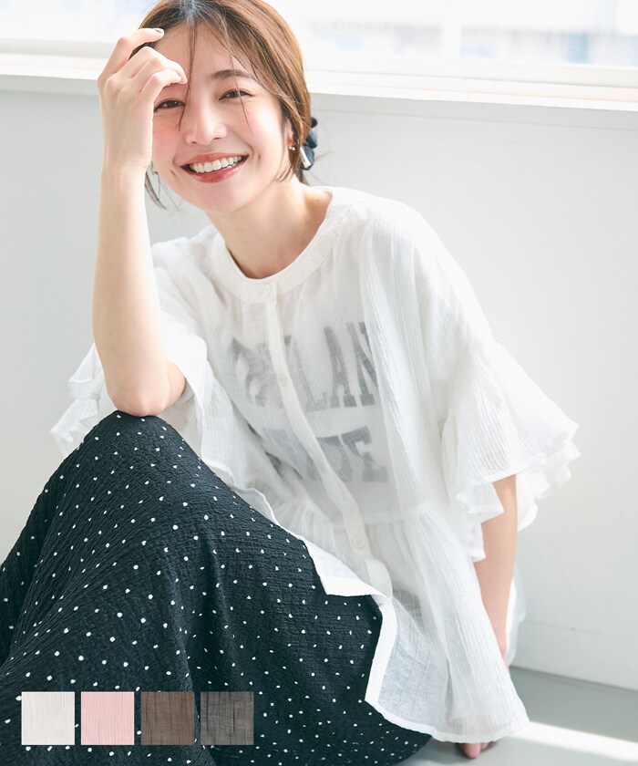 ラ・クープ LACOUPE [ 洗える ] ピンタックシアーブラウス （01-オフ） ラ・クープ LACOUPE [ 洗える ] ピンタックシアーブラウス （01
