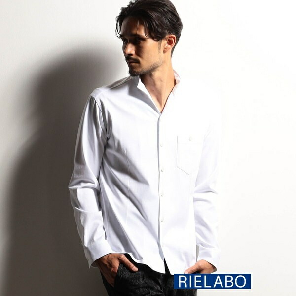 【RIELABO】シルケットコットンショートスタンドカラーシャツ／ニコルクラブフォーメン（NICOLE CLUB FOR MEN）