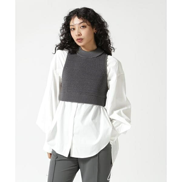 UN3D.／アンスリード／WAFFLE SHORT KNIT VEST／ワッフルショートニットベスト／ロイヤルフラッシュ（ROYAL FLASH）