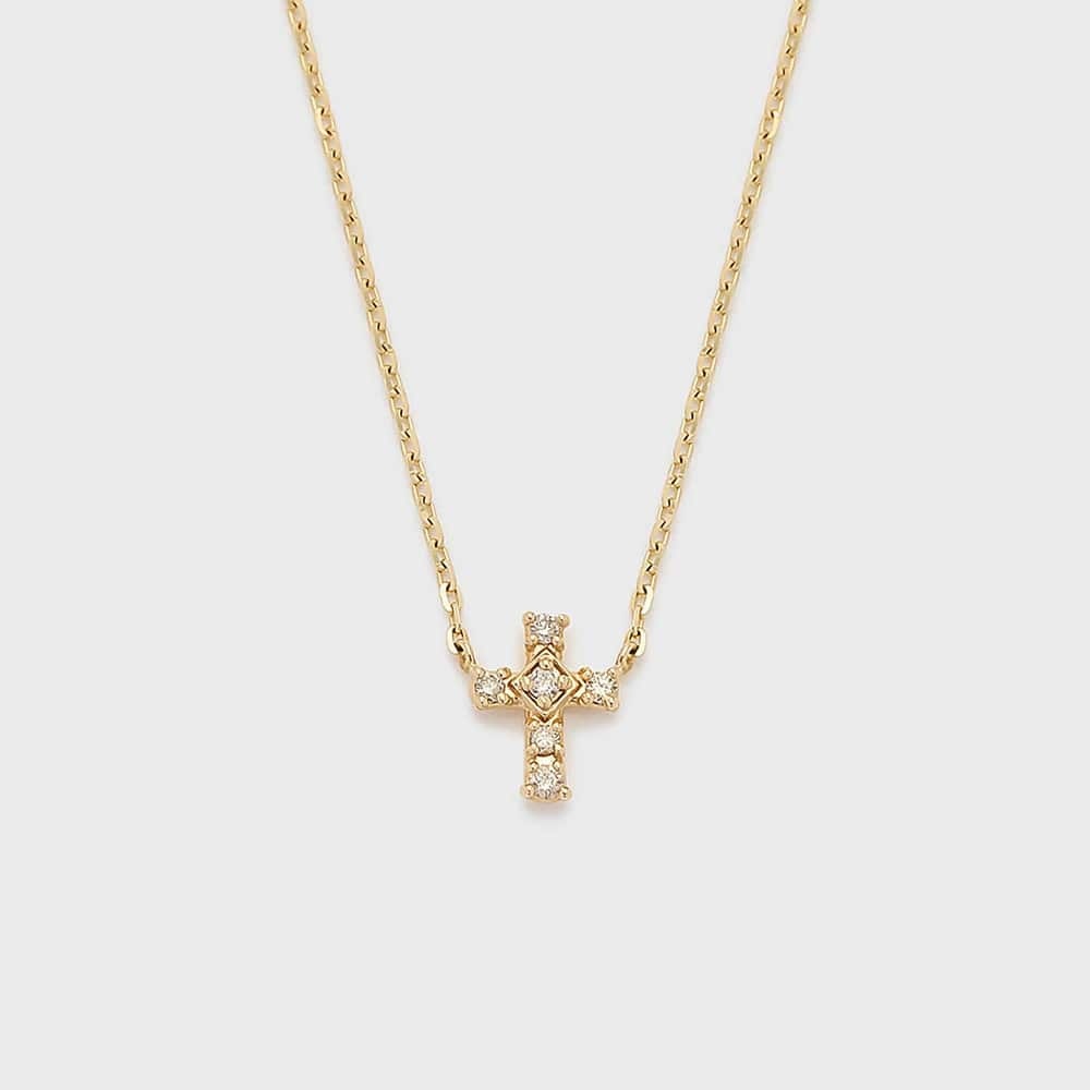 【Tiny Motif】K10ダイヤモンドクロスネックレス（0.02ct）／ノジェス（NOJESS）