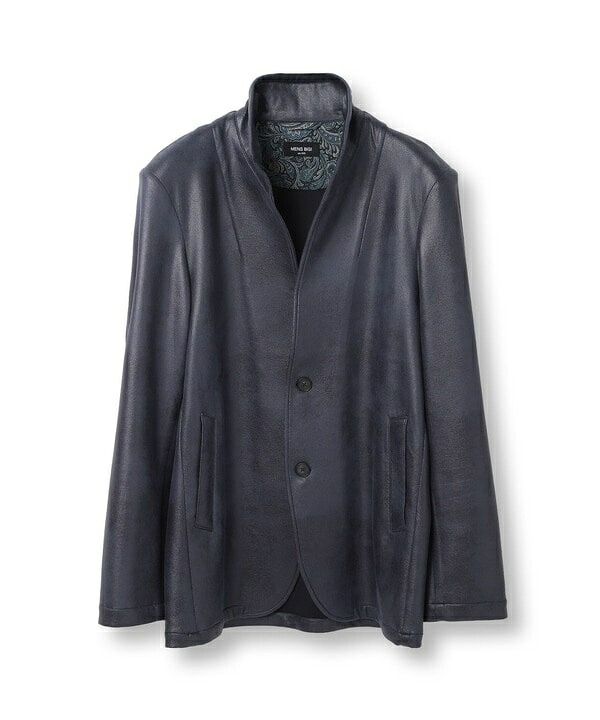 レザー調ダンボールジャージスタンドカラージャケット／メンズビギ（MEN'S BIGI）