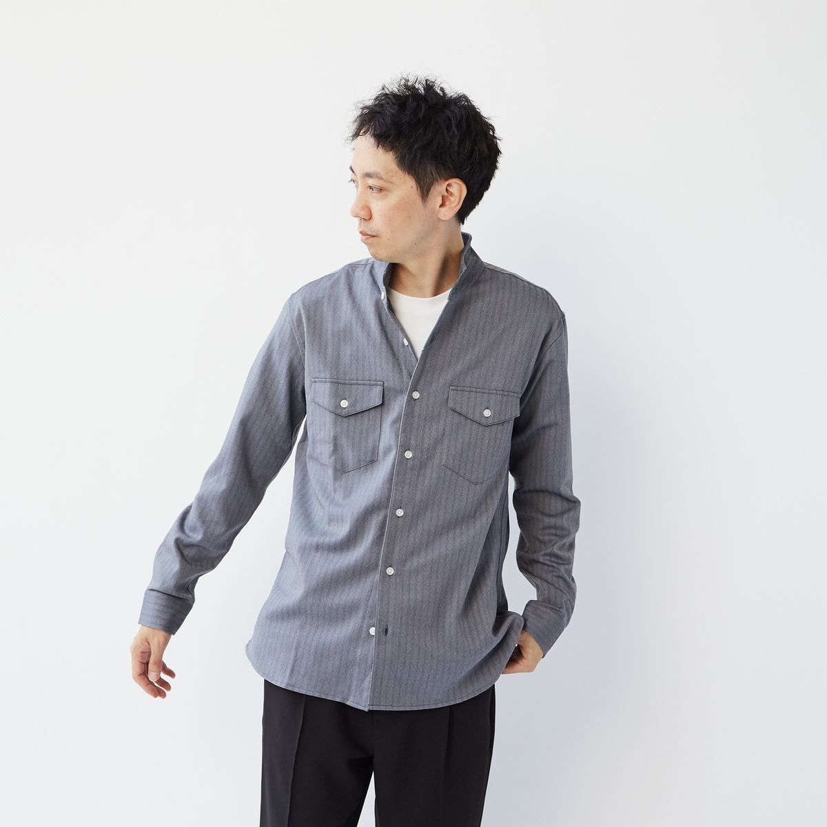 ラナテックパターンワンピースカラーシャツ／メンズメルローズ（MEN'S MELROSE）