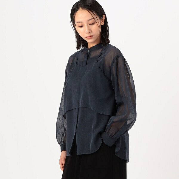 〔 +サイズ 〕 【ツインセット】コットン和紙シアー平織り シアージレ×ブラウス/ギャバジン K.T(Gabardine K.T)|丸井(マルイ)店
