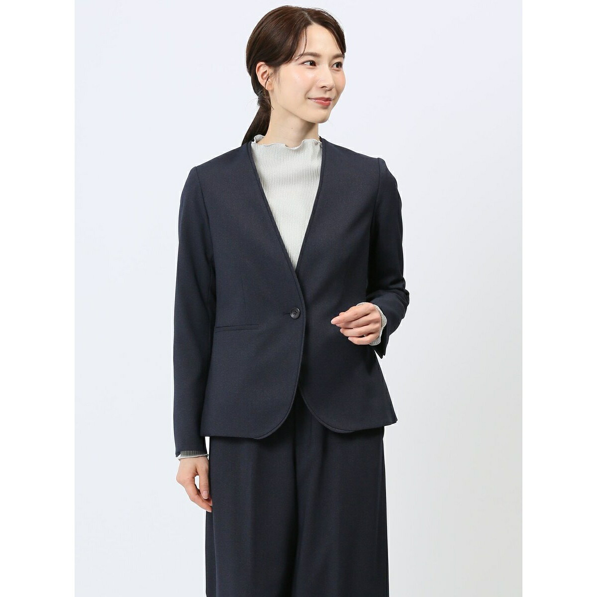 【ストレッチ ウォッシャブル】m.f.エディトリアル カラーレスジャケット 紺(セットアップ可能)／m.f.エディトリアル（m.f.editorial）