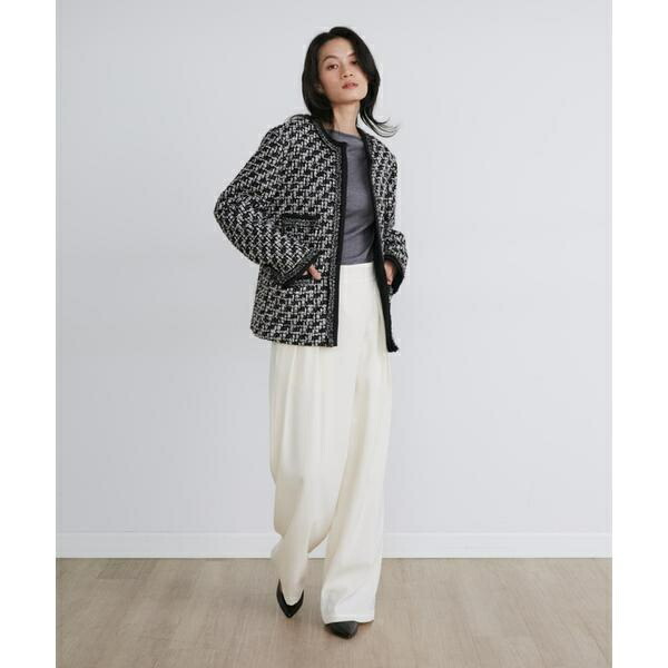 LINTONツイードノーカラージャケット《la veille by SUPERIOR CLOSET》/イネド(INED)