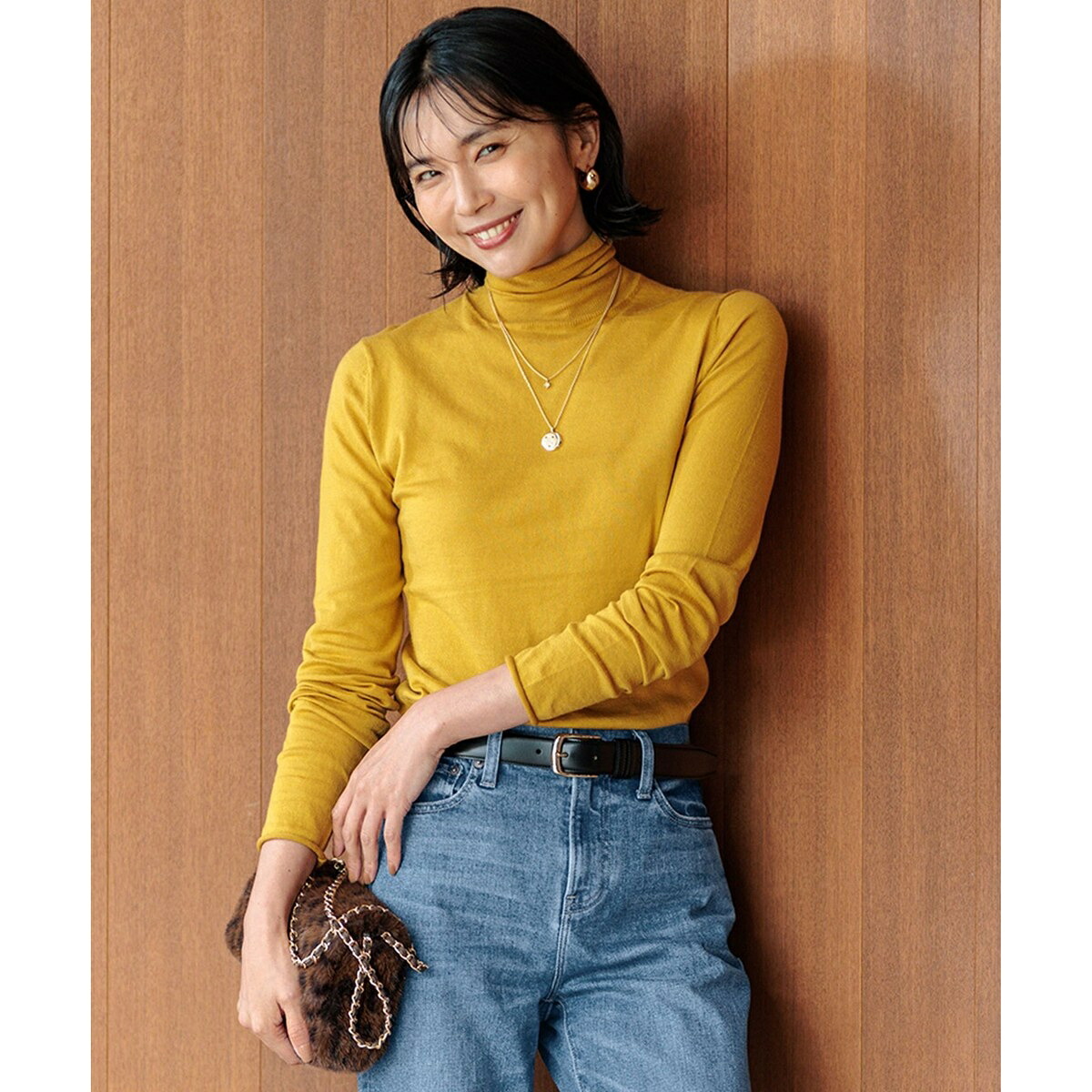 【Oggi1月号/CLASSY.11月号掲載】スムージーコットン タートルネック ニット／23区（23KU）