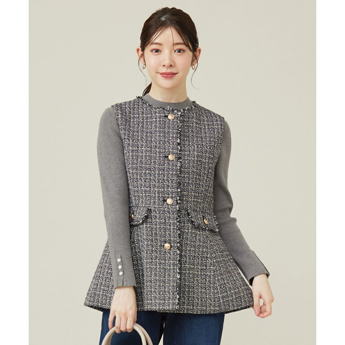 楽天市場】ファンシーツイードペプラム ジレ ANY SIS エニィスィス