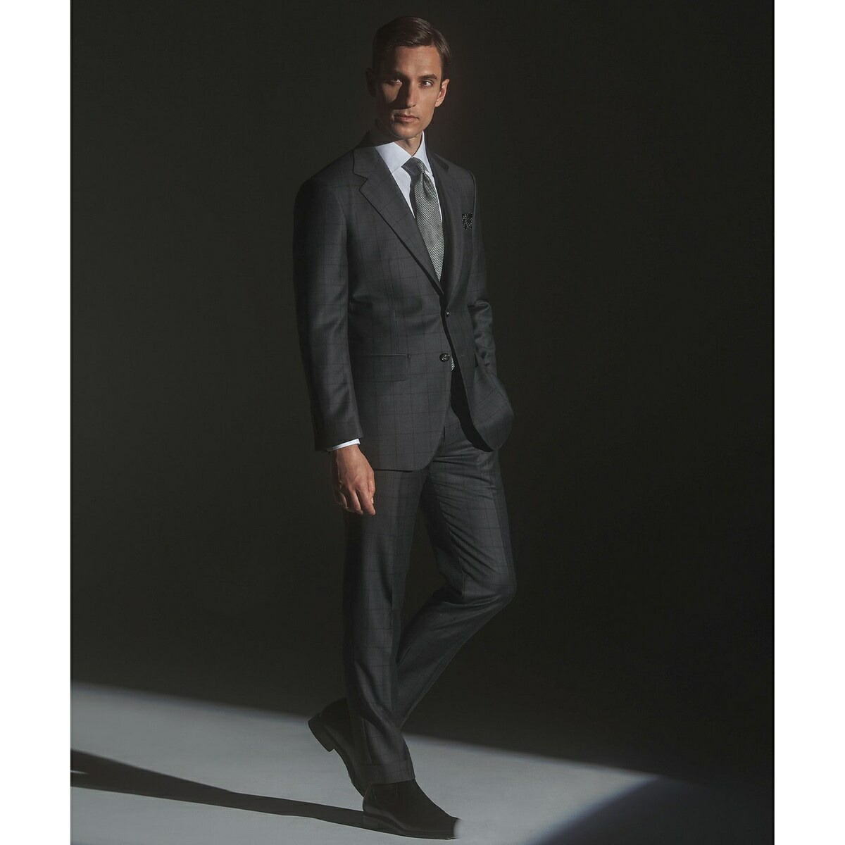 【ZEGNA/ゼニア】TROFEO/トロフェオ 背広（薄墨色×透かし彫り）／五大陸（gotairiku）
