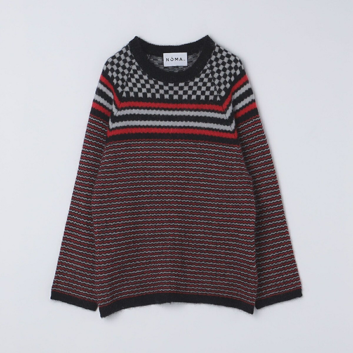 NOMA t.d.: CHECKER ＆ STRIPE SWEATER／シップス（SHIPS） トップス-メンズファッション-ニット・セーター