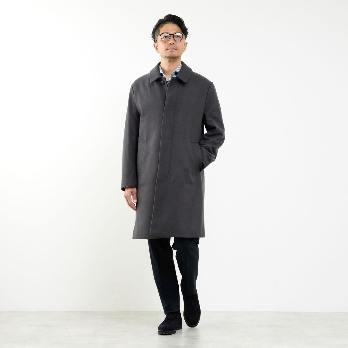 Super110's コンプレッションメルトンバルカラーコート／メンズメルローズ（MEN'S MELROSE）