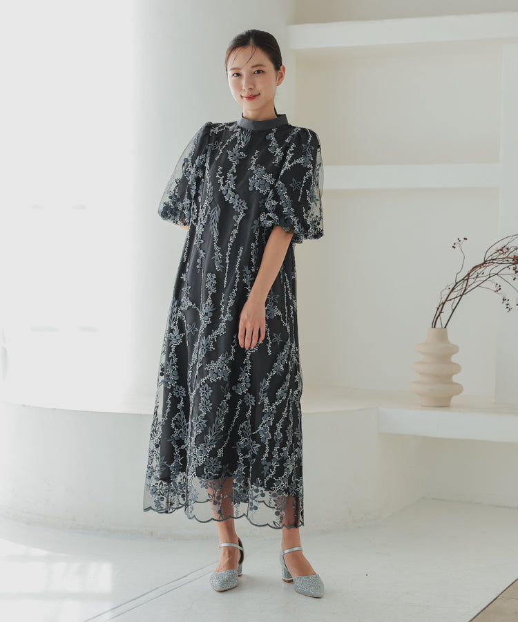 結婚式・二次会・セレモニーシーン対応　ワンピース・パーティードレス　ボリュームスリーブAラインドレス／ハレモード（haremode）