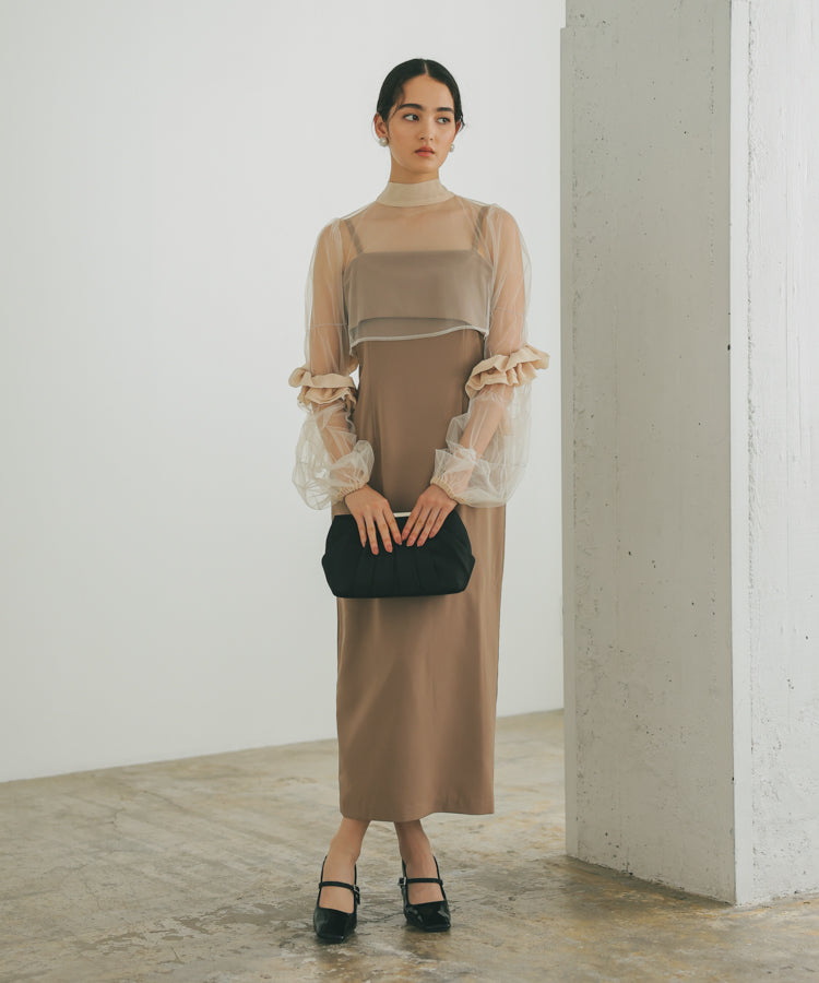 結婚式・二次会・セレモニーシーン対応　ワンピース・パーティードレス　チュールボレロコクーンドレス／ハレモード（haremode）