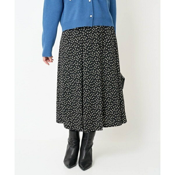 【小さいサイズ】スクエア幾何柄フレアースカート/洗える／MK ミッシェルクラン（MK MICHEL KLEIN ）